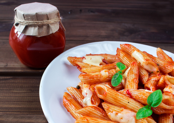 Italian pasta with tomato sauce Stock Photo