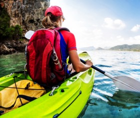 Kayaking woman exercising HD picture