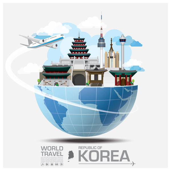 Korea travel vector template 01