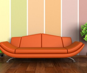 Living room with sofa and warm tones on wall background HD picture 01