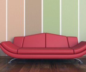 Living room with sofa and warm tones on wall background HD picture 02
