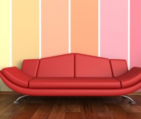 Living room with sofa and warm tones on wall background HD picture 03
