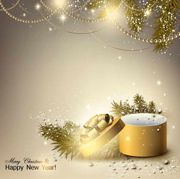 Luxury new year with christmas postercard vector