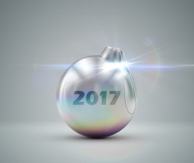 Luxury silver christmas ball vector 01