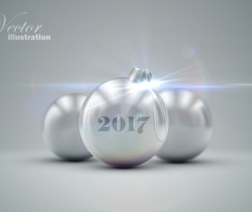 Luxury silver christmas ball vector 02