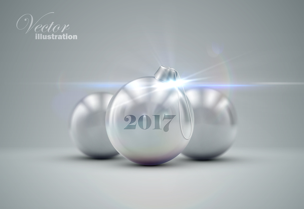 Luxury silver christmas ball vector 02