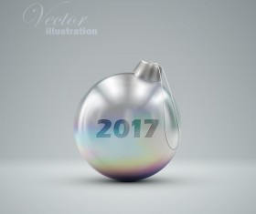 Luxury silver christmas ball vector 03