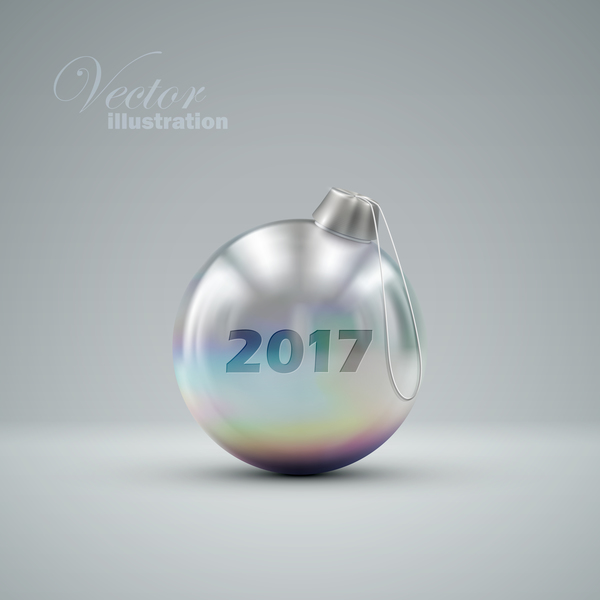 Luxury silver christmas ball vector 03
