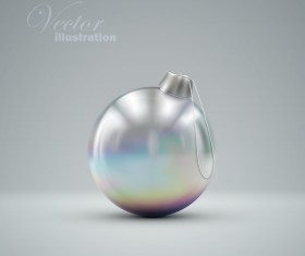 Luxury silver christmas ball vector 04