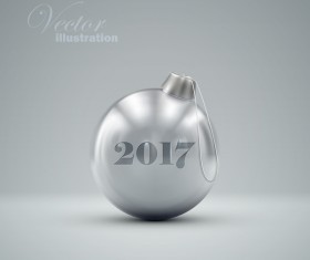Luxury silver christmas ball vector 05