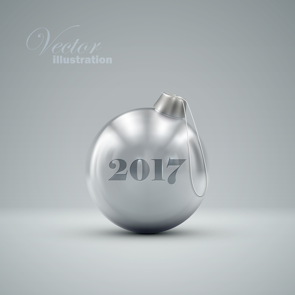 Luxury silver christmas ball vector 05