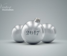 Luxury silver christmas ball vector 06