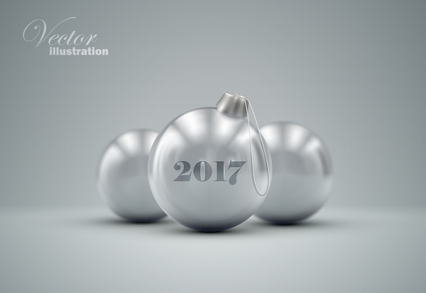 Luxury silver christmas ball vector 06