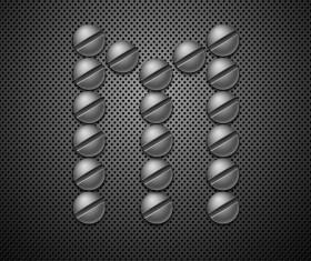 M letters with metal backgrounds vector