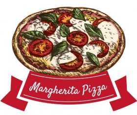 Margherita pizza vintage label vector
