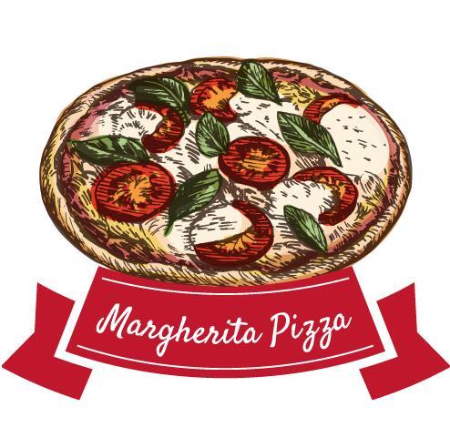 Margherita pizza vintage label vector