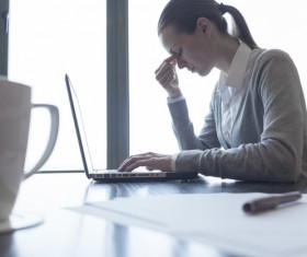 Massage Eye Female Laptop Stock Photo