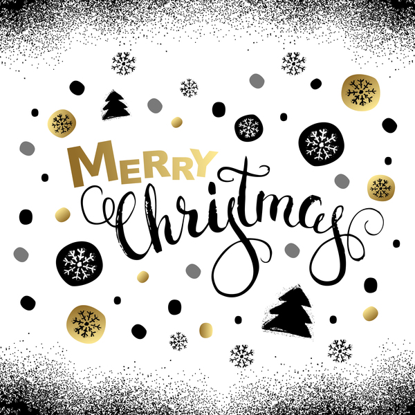 Merry christmas background and ink grunge vector