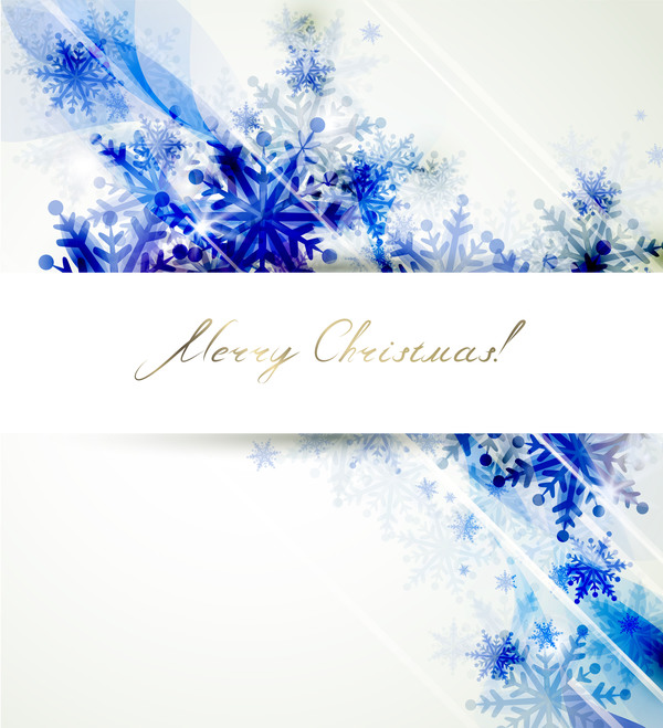 Merry christmas cards with blue snowflake vector graphic free download