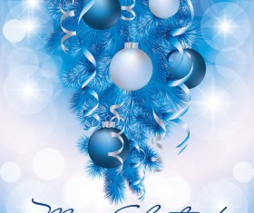 Merry christmas cards with oaper tapes and baubles vector