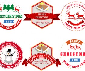 Merry christmas labels with badge vector