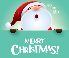 Merry christmas postercard with santa cute vector