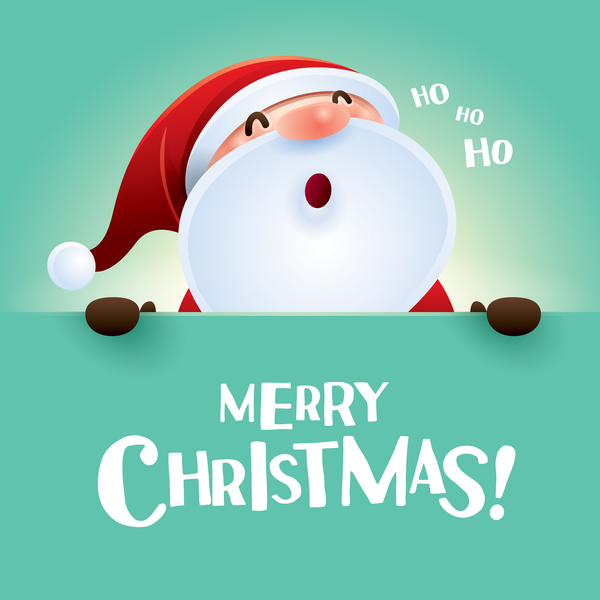 Merry christmas postercard with santa cute vector