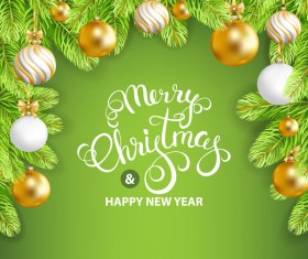 Merry christmas with new year green styles background vector