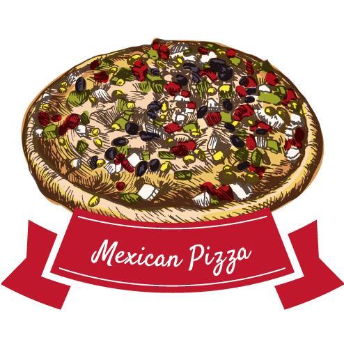 Mexican pizza vintage label vector
