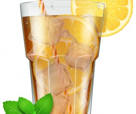 Mint tea and Ice cubes vector
