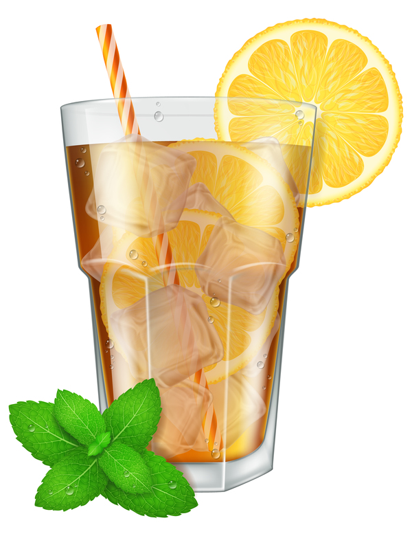 Mint tea and Ice cubes vector