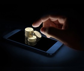 Mobile phone virtual currency hand HD picture