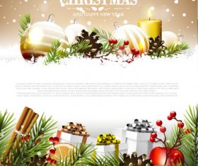 Modern christmas poster template with decor baubles vector