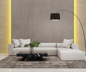 Modern living room sofa wall plant on the coffee table 01