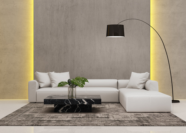 Modern living room sofa wall plant on the coffee table 01