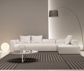 Modern living room wall sofa round lamp Stock Photo