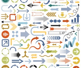 Multicolored arrows vector set