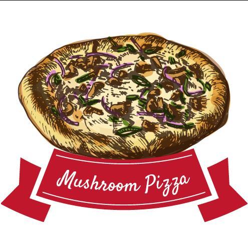 Mushnoom pizza vintage label vector