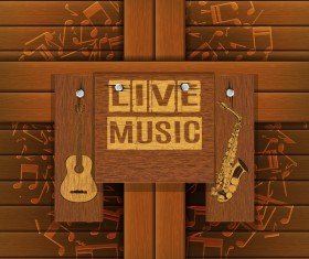 Musical background with wooden boards vector