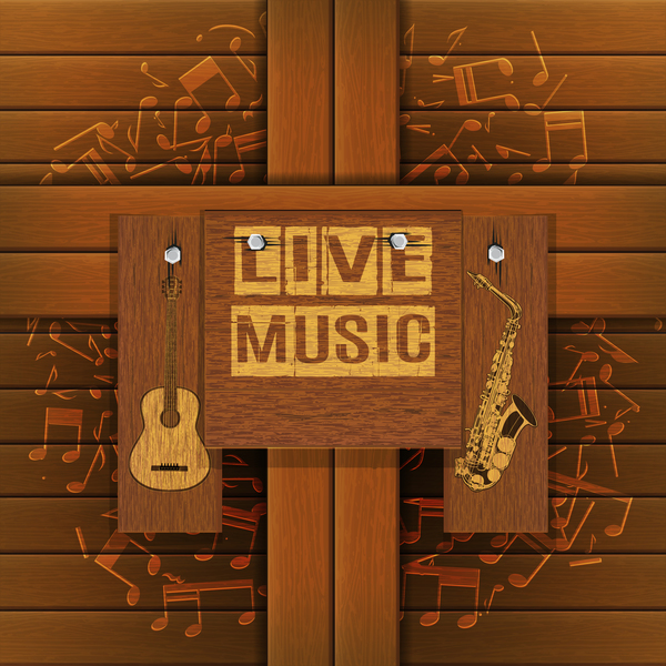 Musical background with wooden boards vector