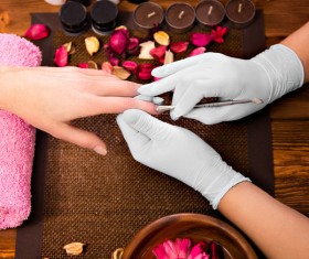 Nail care to do the customer and the nail division Stock Photo