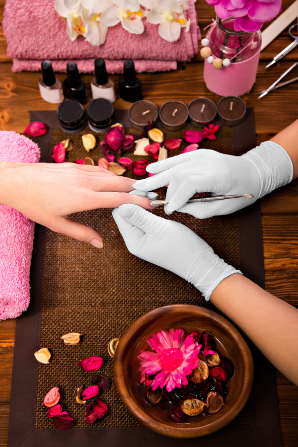 Nail care to do the customer and the nail division Stock Photo