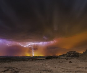 Natural landscape Lightning dark clouds Stock Photo