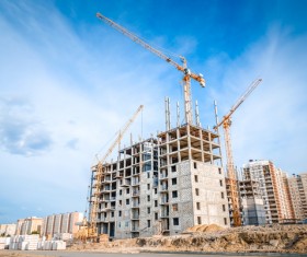 New building and crane Stock Photo