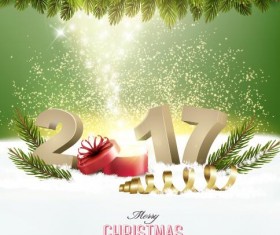 New year with 2017 christmas background art vector