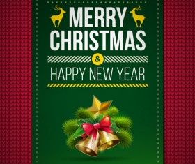 New year with christmas card and fabric background vector 01