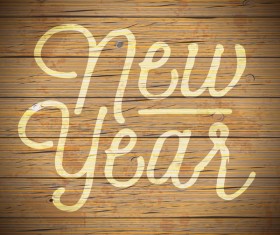 New year with wooden background vectors