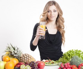 Nutrition Healthy woman with vegetables and vegetable juice in hand 02