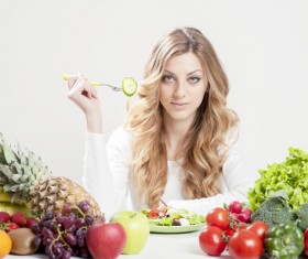 Nutrition healthy vegetables and eat fruit salad female HD picture 01