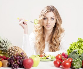 Nutrition healthy vegetables and eat fruit salad female HD picture 02